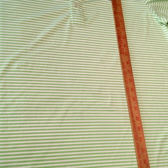 Ralph Lauren RLX Polo Shirt Men Large Green White Stripe Caves Valley Golf Club - Picture 6 of 16